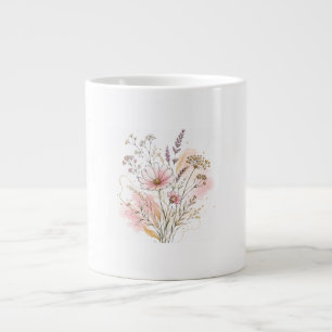 Taza De Café Gigante Arte de regalo de cumpleaños de flores silvestres 