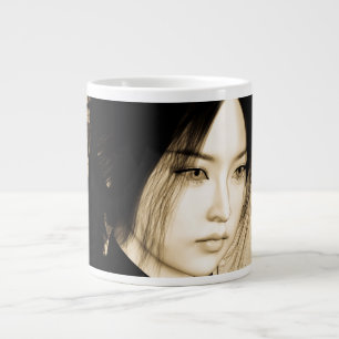 Taza De Café Gigante Arte de retrato de mujer asiática vintage