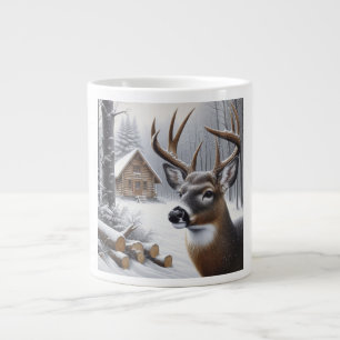Taza De Café Gigante Arte de venado/buck de invierno