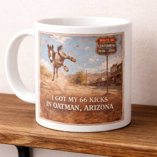 Taza De Café Gigante Arte del burro de Oatman del centenario de la Ruta