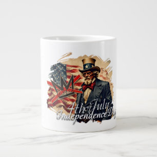 Taza De Café Gigante Arte del Día de la Independencia del Tío Sam sin R