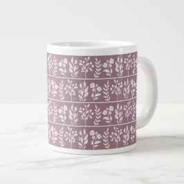 Taza De Café Gigante Arte floral de jardín botánico Dusty Rose Mauve