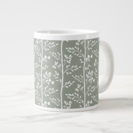 Taza De Café Gigante Arte floral verde refinado de eucalipto