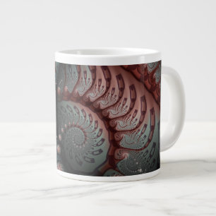 Taza De Café Gigante Arte fractal de fantasía vívida abstracta marrón a