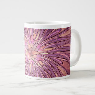 Taza De Café Gigante Arte fractal floral moderno abstracto colores de b
