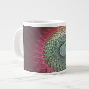 Taza De Café Gigante Arte fractal moderno abstracto de caracol colorido