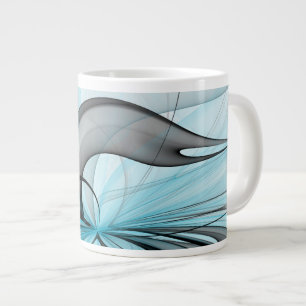 Taza De Café Gigante Arte fractal moderno gris antracita abstracto