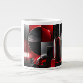 Taza De Café Gigante Arte geométrico abstracto dinámico regalo rojo y n