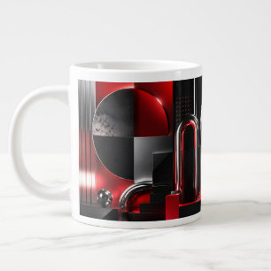 Taza De Café Gigante Arte geométrico abstracto dinámico regalo rojo y n