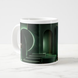 Taza De Café Gigante Arte geométrico abstracto elegante en verde oscuro