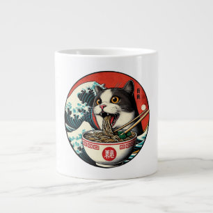 Taza De Café Gigante Arte Japonés de Ramen de Gato Estilo Vintage