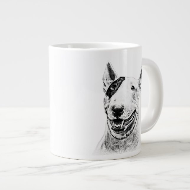 Taza De Café Gigante Arte lindo del perro de bull terrier (Derecha)