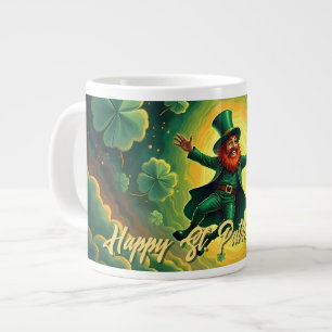 Taza De Café Gigante Arte mágico del duende del Día de San Patricio