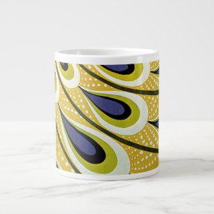 Taza De Café Gigante Arte Nouveau antiguo, pluma de pavo real de Macmil