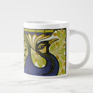 Taza De Café Gigante Arte Nouveau antiguo, pluma de pavo real de Macmil