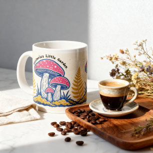 Taza De Café Gigante Arte popular personalizado de hongo colorido en li