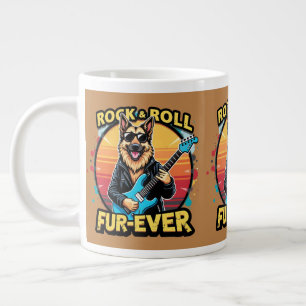 Taza De Café Gigante Arte Retro del Atardecer Pastor Alemán Rock and Ro