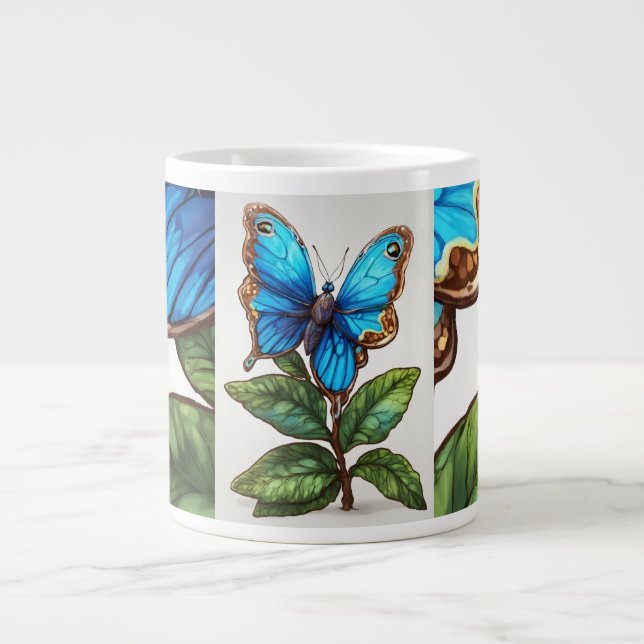Taza De Café Gigante Artística fluctuante: mariposa acuarela (Frente)