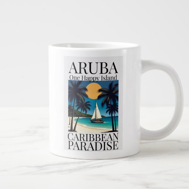 Taza De Café Gigante Aruba, una isla feliz (Derecha)