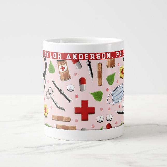 Taza De Café Gigante Asistente de Médicos Personalizados (Frente)