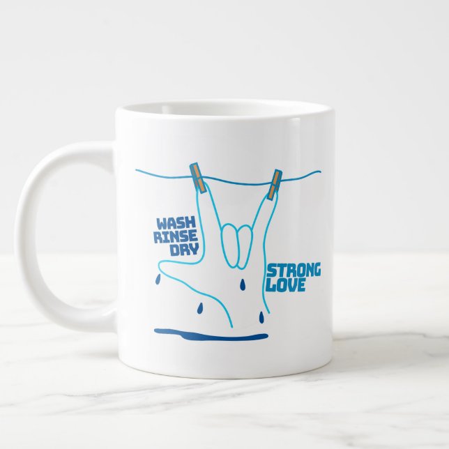 Taza De Café Gigante ASL Design - Wash, Rinse, and Dry Love ILY (Izquierda)