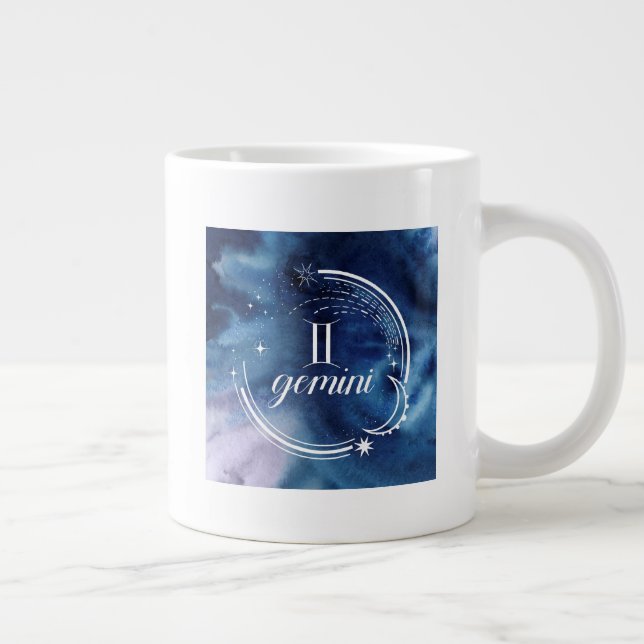Taza De Café Gigante Astrología acuarela - Gemini (Derecha)
