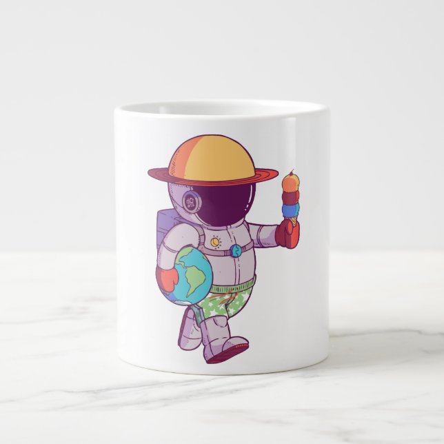 Taza De Café Gigante Astronauta, divertidos planetas (Frente)