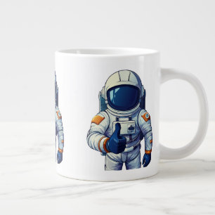 Taza De Café Gigante astronauta en traje espacial mostrando pulgar haci