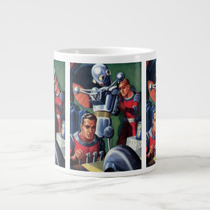 Taza De Café Gigante Astronautas de ciencia ficción vintage reparando u