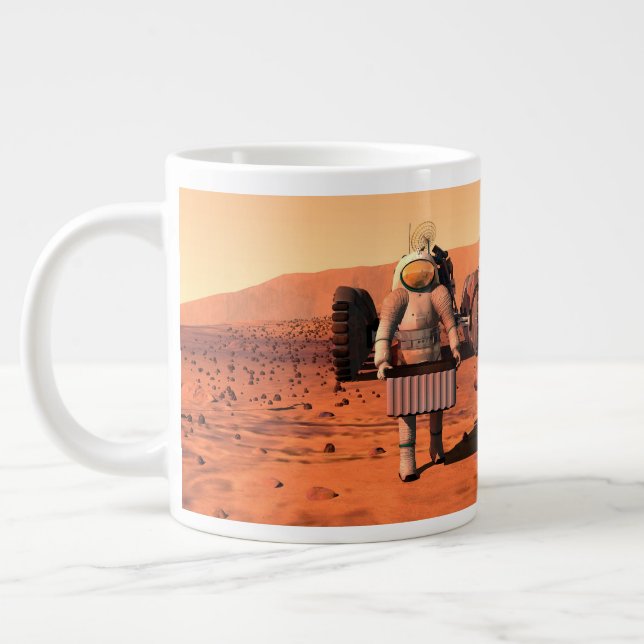 Taza De Café Gigante Astronautas Instalando Equipo Meteorológico En Mar (Izquierda)