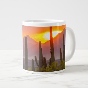Taza De Café Gigante Atardecer de cactus del desierto, Arizona