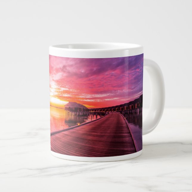 Taza De Café Gigante Atardecer en la isla de Maldivas | Water Villas Re (Derecha)