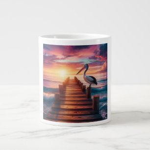 Taza De Café Gigante Atardecer nautico/costero/pelíctico