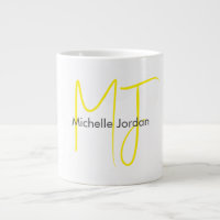 Atractivo Monograma Amarillo Blanco Moderno Minima