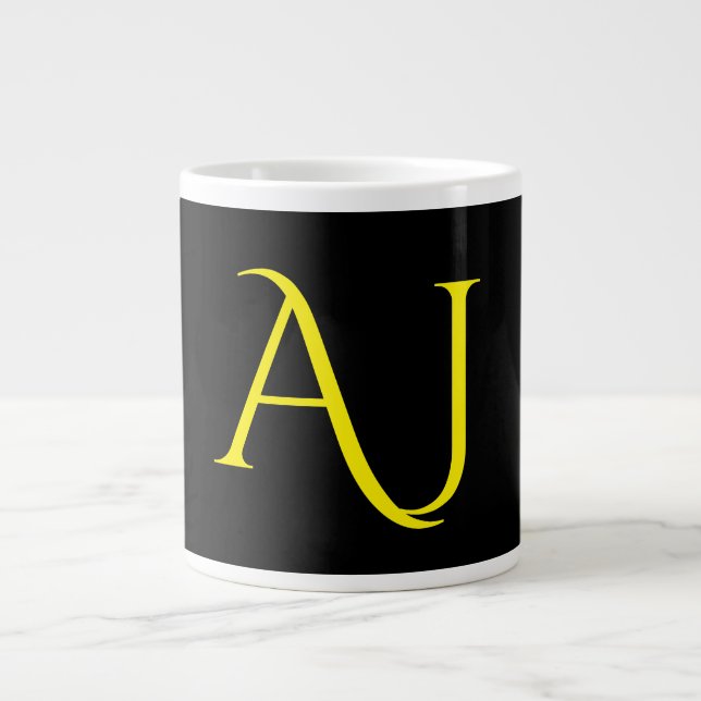 Taza De Café Gigante Attractive Monogram Yellow Black Modern Minimalist (Frente)