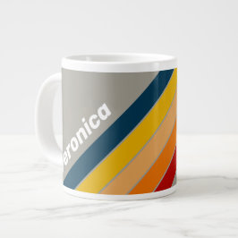 Taza De Café Gigante Aurora Arcade con franjas con nombre