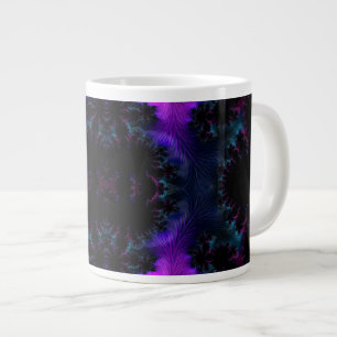 Taza De Café Gigante Aurora Borealis en resumen fractal a medianoche