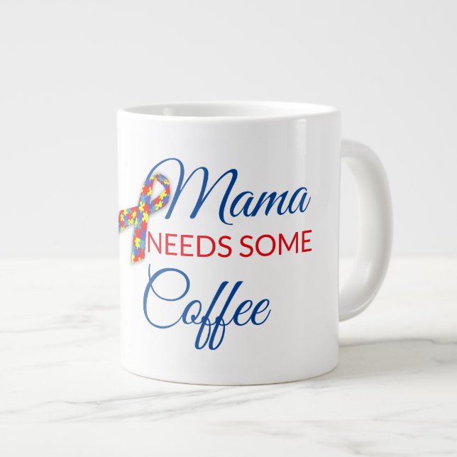 Taza De Café Gigante Autismo Mamá - Jumbo Mug (Derecha)
