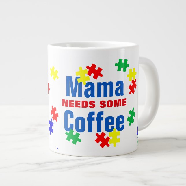 Taza De Café Gigante Autismo Mamá - Jumbo Mug (Derecha)