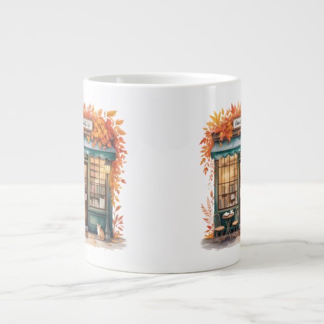 Taza De Café Gigante Autumn Reads Café Mug — Fall Bookstore  (Frente)