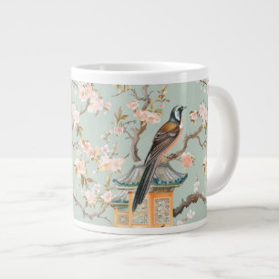 Taza De Café Gigante Ave Chinoiserie Bird & Blossom Mug In Sage & Peach