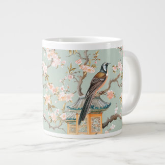 Taza De Café Gigante Ave Chinoiserie Bird & Blossom Mug In Sage & Peach