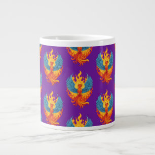 Taza De Café Gigante Ave Fénix mitológica fantástica resplandeciente