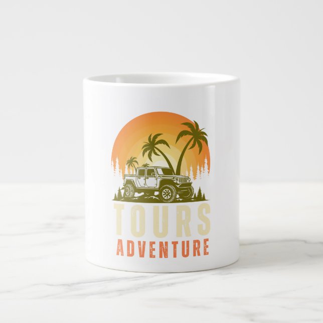 Taza De Café Gigante Aventura de aventura , divertida acampada , idea d (Frente)