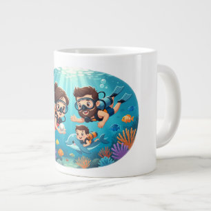 Taza De Café Gigante Aventura de buceo familiar con escafandra autónoma