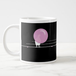 Taza De Café Gigante Aves divertidas de Bubblegum con un negro hilo