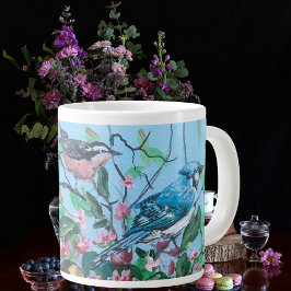 Taza De Café Gigante Aves Nueva Colección Arte Original Pintado A Mano