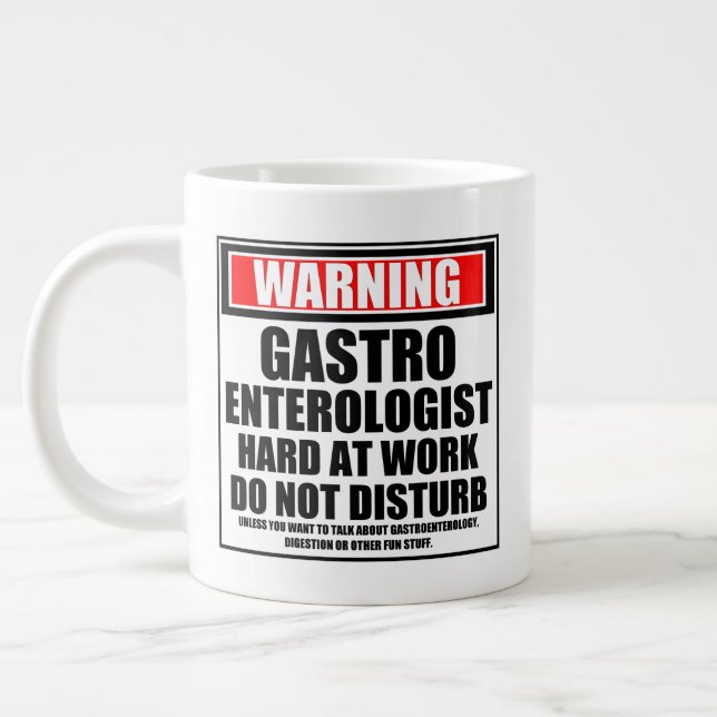 Taza De Café Gigante Aviso A Gastroenterólogo Duro En El Trabajo (Izquierda)