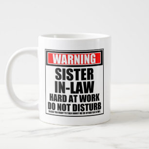 Taza De Café Gigante Aviso A La Hermana Que Trabaja Duramente No Pertur