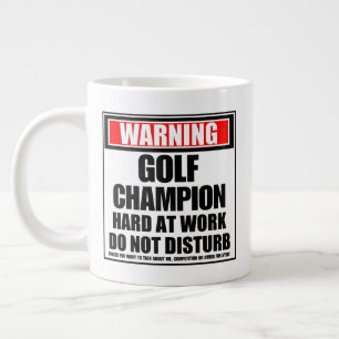 Taza De Café Gigante Aviso al campeón de golf duro en el trabajo No mol
